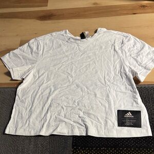 Adidas White Tee with Black Logo Patch